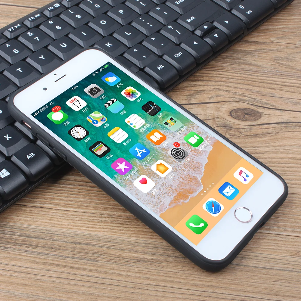 Тканевый рельефный чехол для iPhone 7 8 Plus TPU &amp PC мягкий силиконовый край задняя