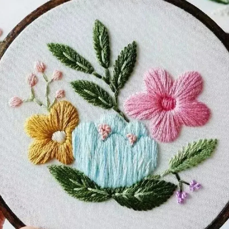 Набор для вышивания растений набор лент вышивки Diy аппликация вышивка крестиком