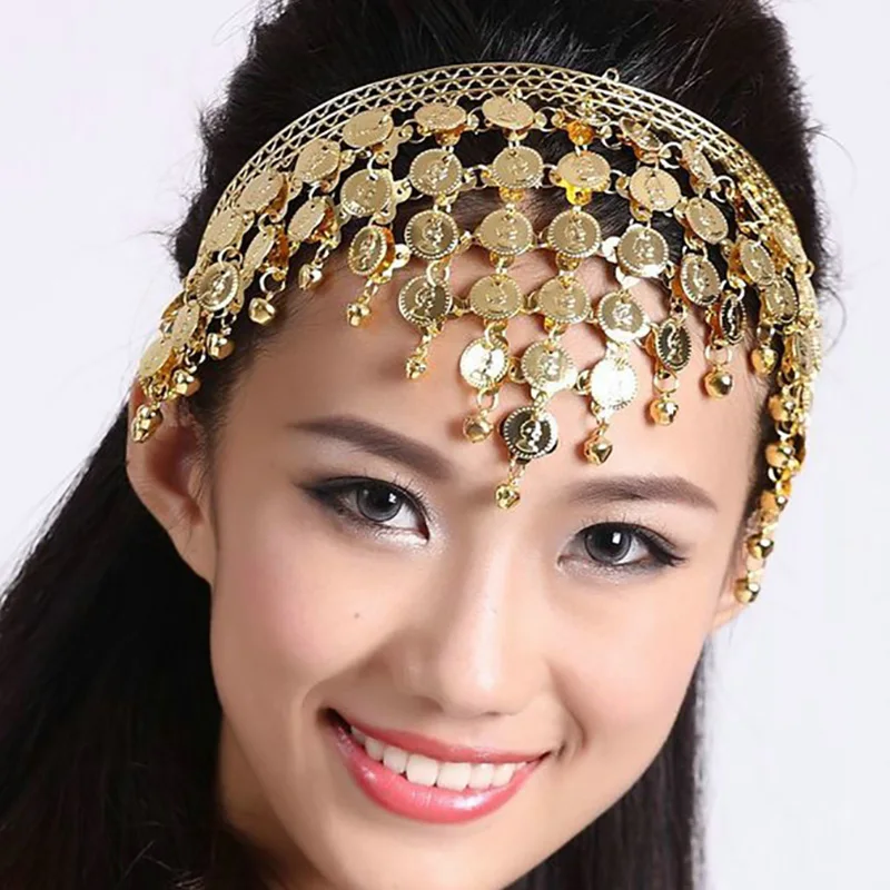 

P14 Belly Dance India Dance Costume Accessories Bell Headwear Hairpin