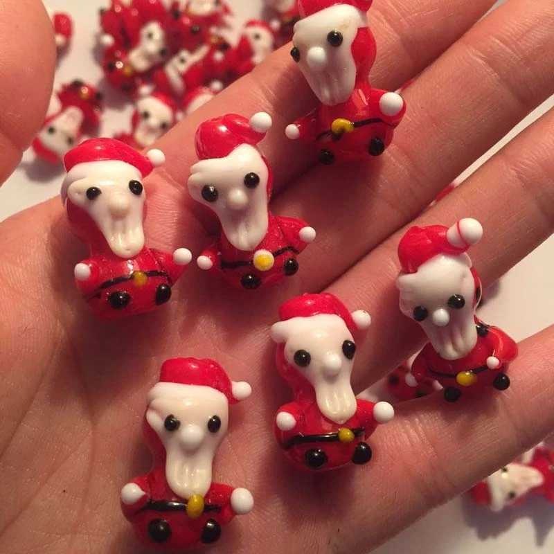 5 шт./лот муранский светильник Санта-Клаус/рождественские стеклянные бусины для