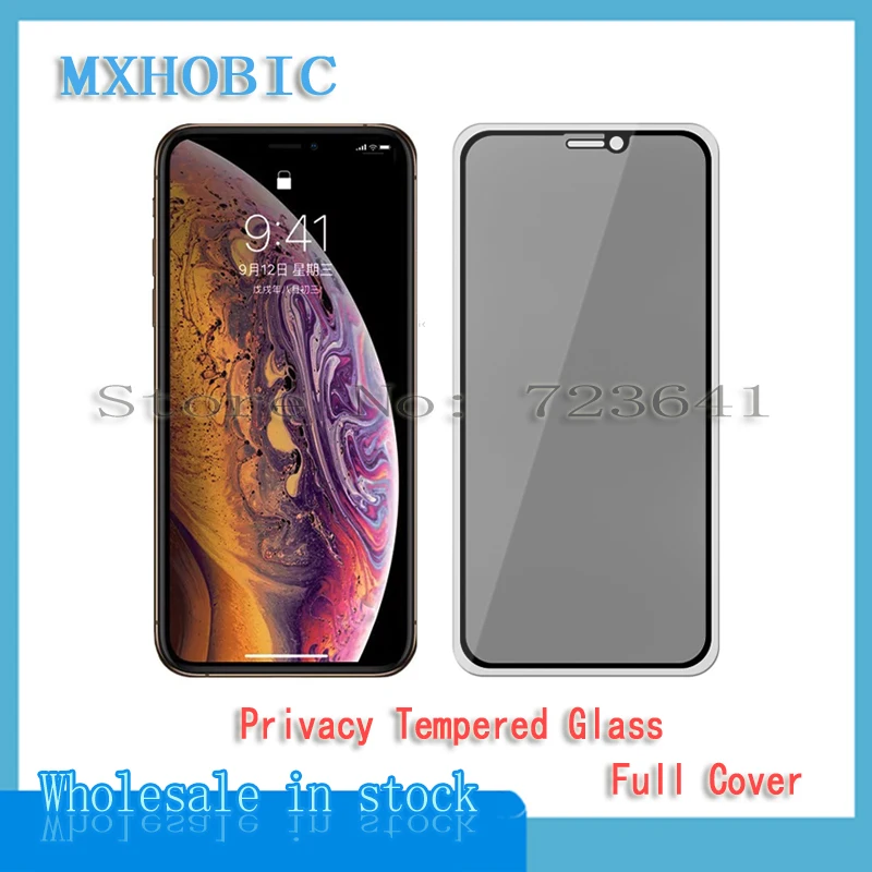 5pcs Full Cover Privacy Tempered Glass For iPhone X XS Max XR 6 6S 7 8 Plus Anti Spy Screen Protector Anti-spy Protective Film | Мобильные