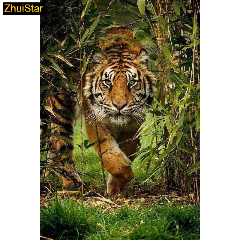 

5D Diy diamond painting cross stitch "Jungle Tiger" Full Square Diamond embroidery Needlework Rhinestone Mosaic Crafts