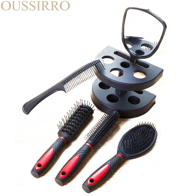 5pcs Professional Hair Salon Comb And Mirror Kits Barber Brushes Anti-static Hairbrush Care Styling | Красота и здоровье