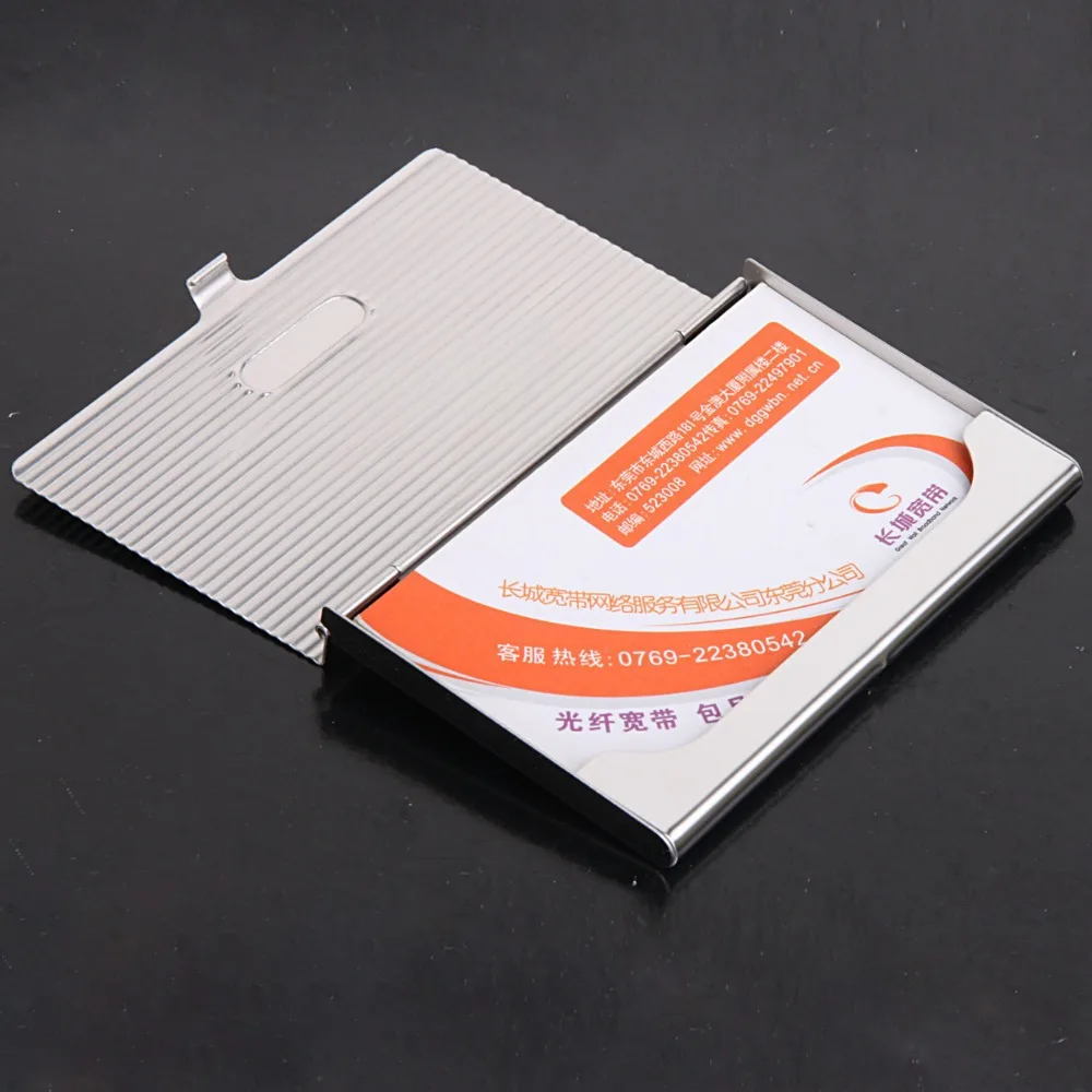 EASTNIGHTS whole sale10pcs/lot OEM make your logo line pattern metal Name Card Case Business Holder Promotion item NMS009 | Багаж и сумки