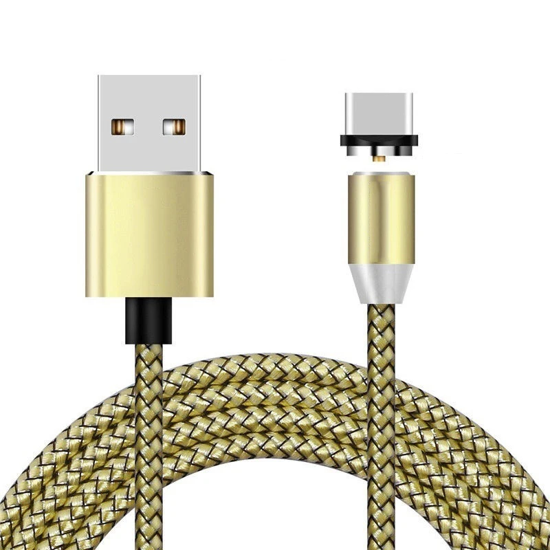 Магнитный кабель зарядный Магнит Micro usb type C кабель для передачи данных кабели для телефонов зарядное устройство для iphone 7 X huawei P30 pro P20 lite - Цвет: Gold
