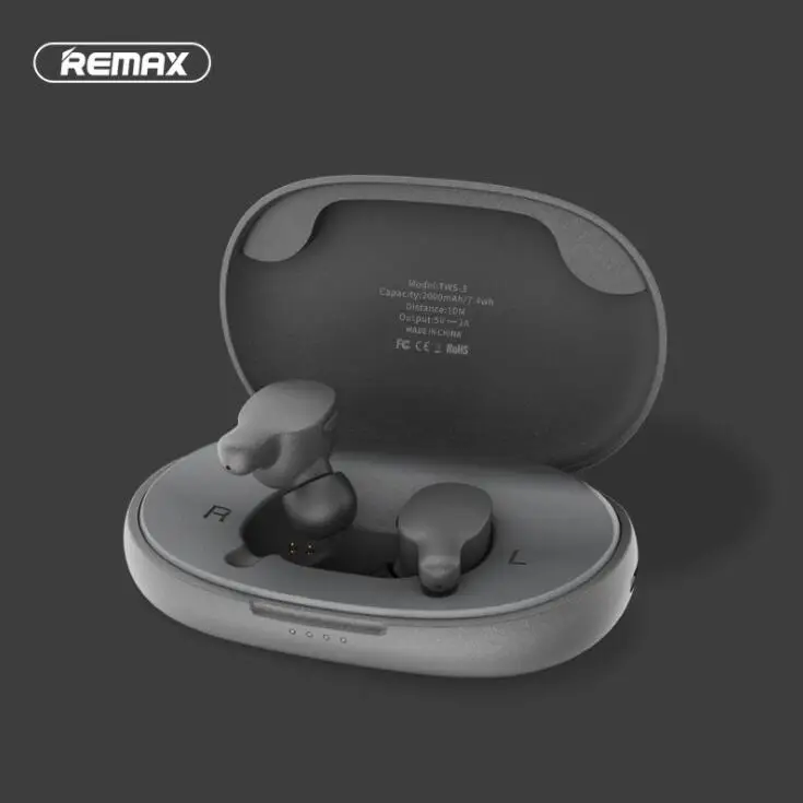 Remax TWS-3 Wireless Headset Bluetooth Earpieces Earbuds Twins Earphone with Charging Box Earphones 2000mAh Power Bank for Phone |