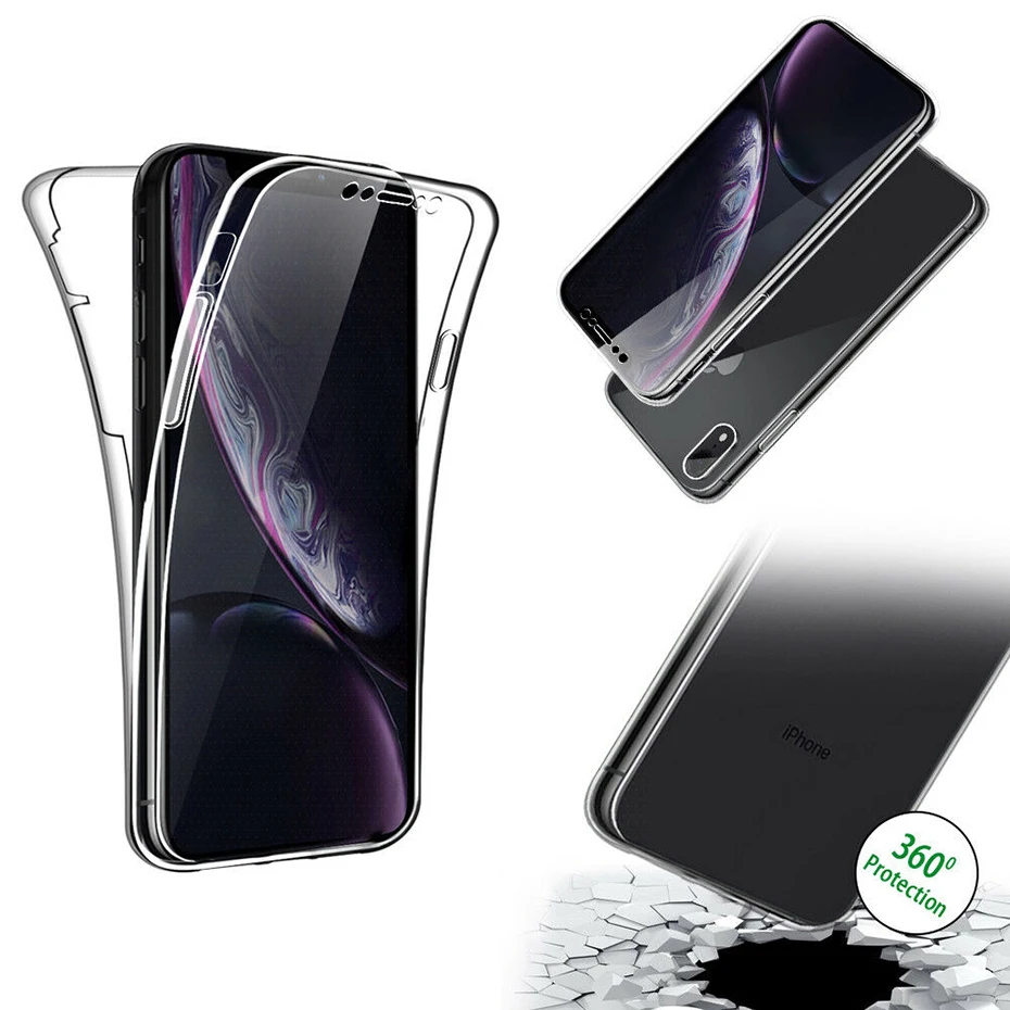 Luxury 360 Shockproof Silicone Full Cover For iPhone 7 X XR Transparent TPU PC Case 6 6s 8 Plus XS Max Phone |