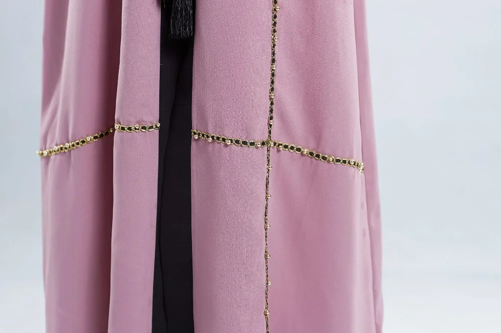 Мусульманская взрослая золотая линия Бисероплетение abaya Арабская Мода Турция