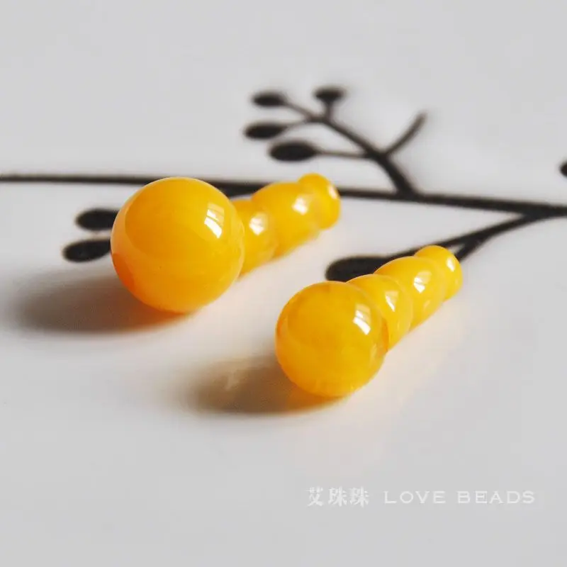 Жёлтая смола имитация трех элементов тибетский гуру раньше ожерелье серьги