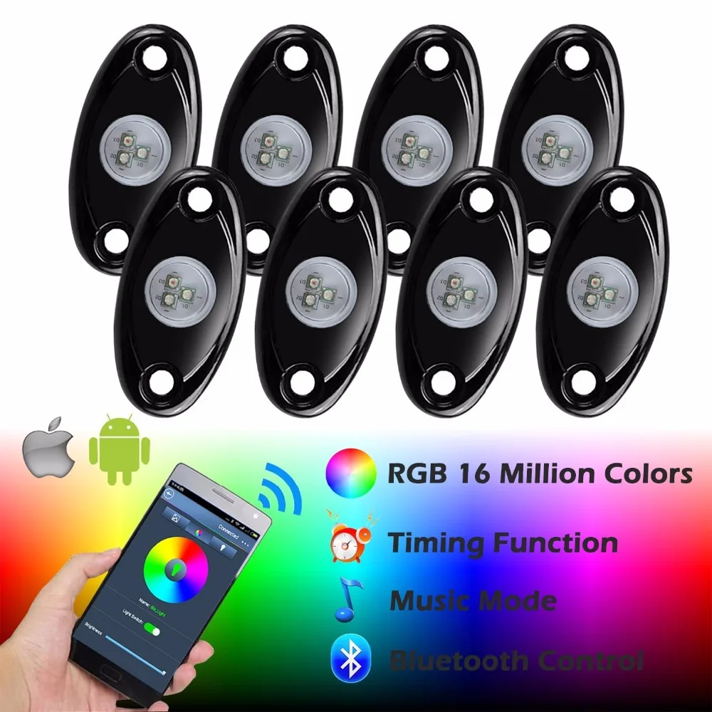 2018 8 подсветки разноцветный RGB светодиодный светильник с Bluetooth-контроллером