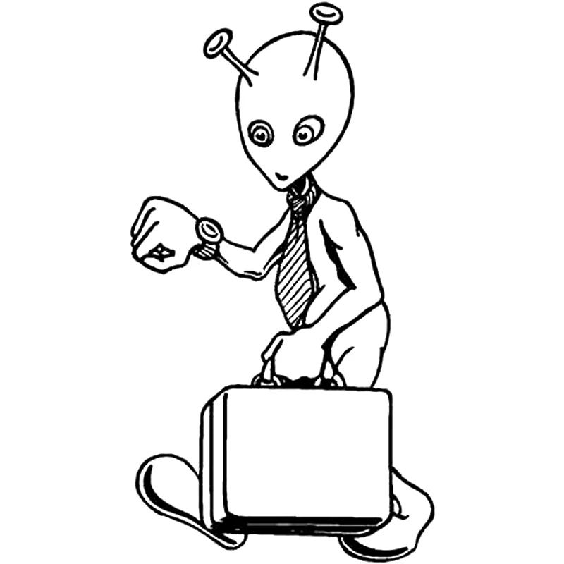 

8.4cm*15.6cm Fun Alien Businessman Car-styling Car Sticker Vinyl Decals Black/Silver S6-3398
