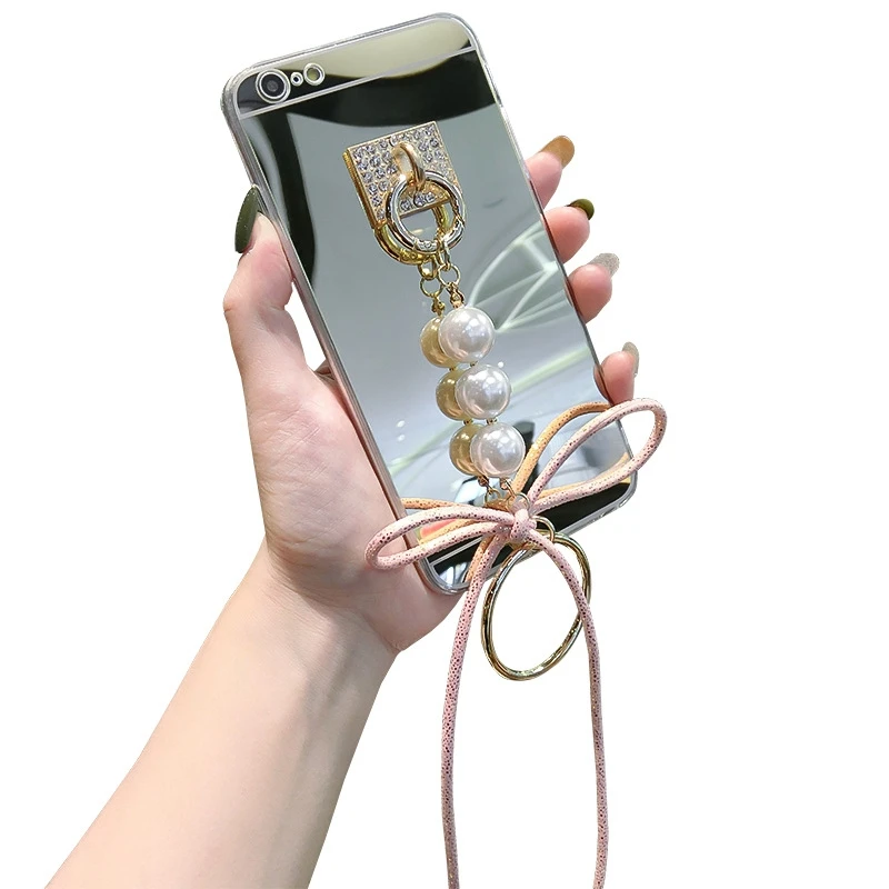 HOCAYU Cheap Mirror Anti Gravity Cases for Iphone 5 5s Se 6 6s 6plus 7 7plus 8 8plus Bowknot Crystal Buckle Soft TPU Back Cover |