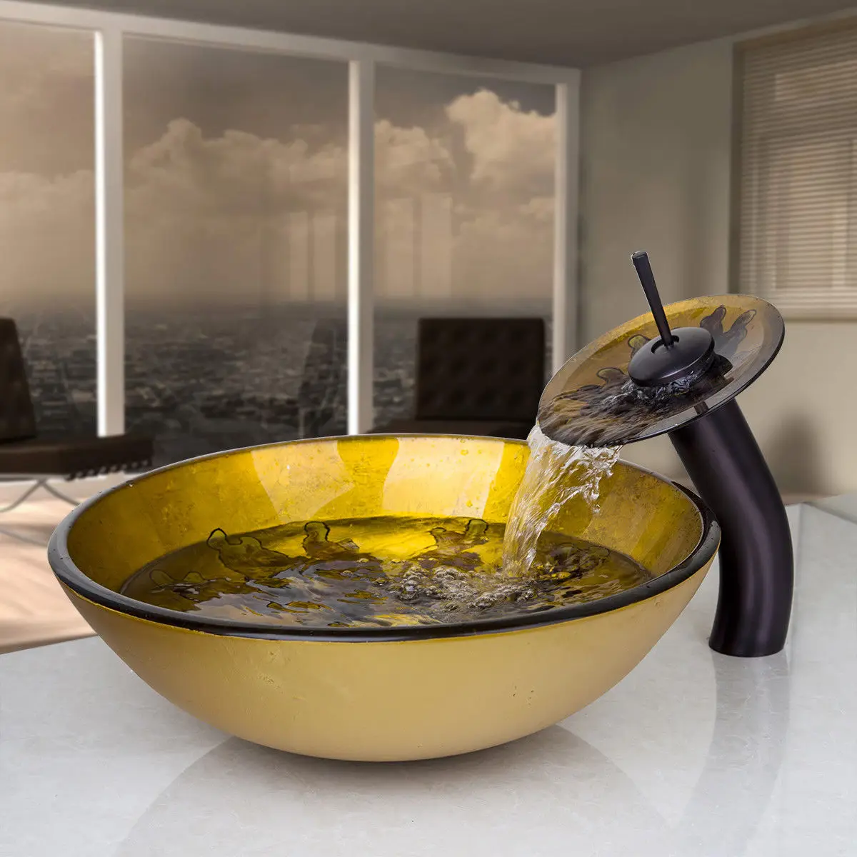 Basin Sink Set 1 Monite, специальная распродажа, стеклянный кран для раковины, кран для раковины, ручная краска, чаша для раковины с латунным краном, водосток, набор для ванной комнаты - Цвет: Basin Sink Set 1