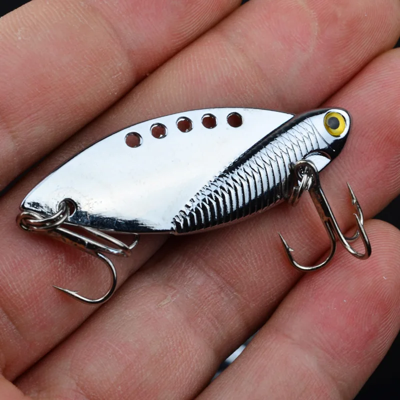 

1PC Bass Metal Spinner Bait 50mm/11g Spoon Hard Bait Crankbait With Treble Hooks Sea Fishing Isca Artificial Cicada lure Pesca