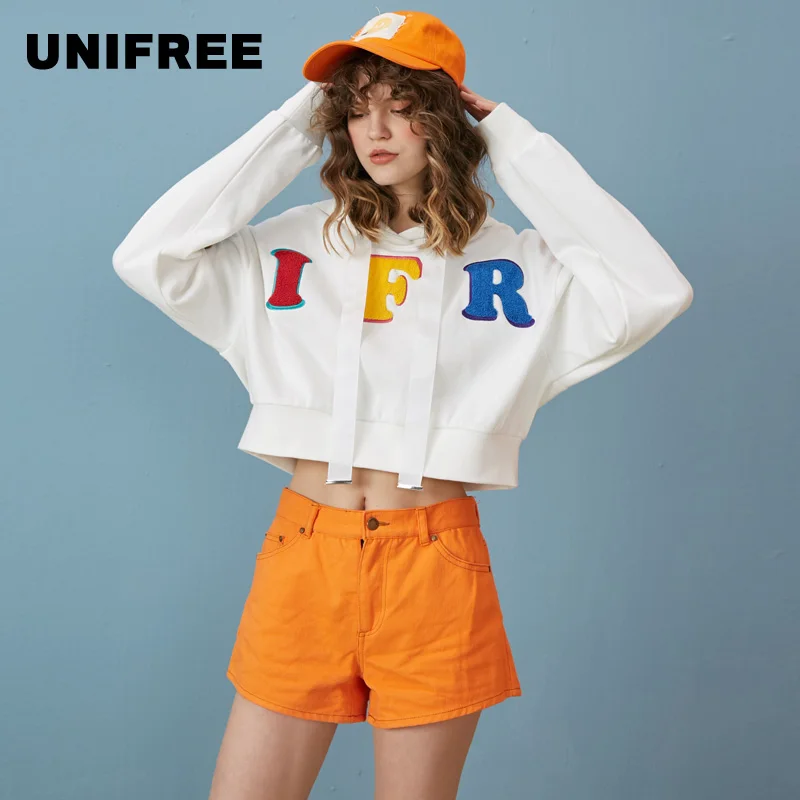 UNIFREE 2019 summer new arrival shorts women solid color high waist short pocket straight leg casual UHD191P001 | Женская одежда
