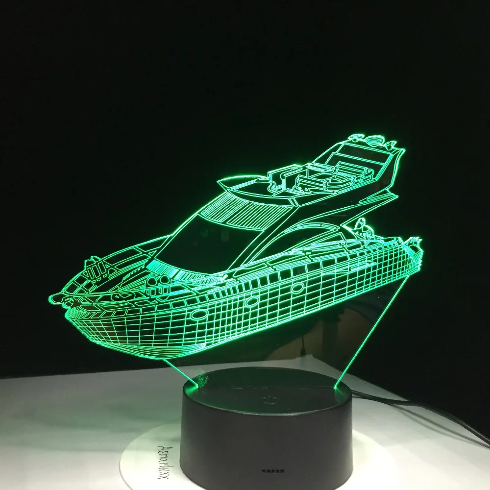 3D светодиодный ная Настольная лампа для яхты лодки 7 цветов визуальная атмосфера
