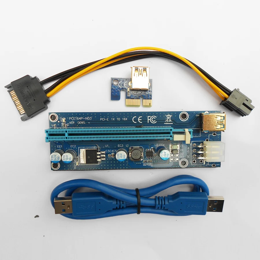 2018 Золотой VER 009 S Riser Card PCI E PCIE Express Molex USB 3 0 удлинитель адаптер Светодиодный 6Pin SATA 1X