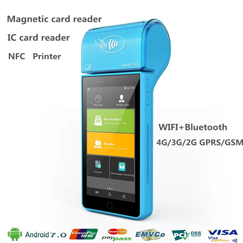 5 дюймов android Мобильный платежный терминал с MSR IC NFC WI-FI Bluetooth 4 аппарат не привязан к оператору сотовой связи Камера - Цвет: Красный