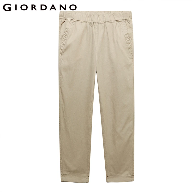 Giordano/женские брюки с эластичным поясом и откатными манжетами укороченные из 100%