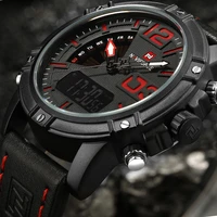 naviforce brand dual display watch men army military sports watches man leather relogio masculino chronograph montre homme 2018