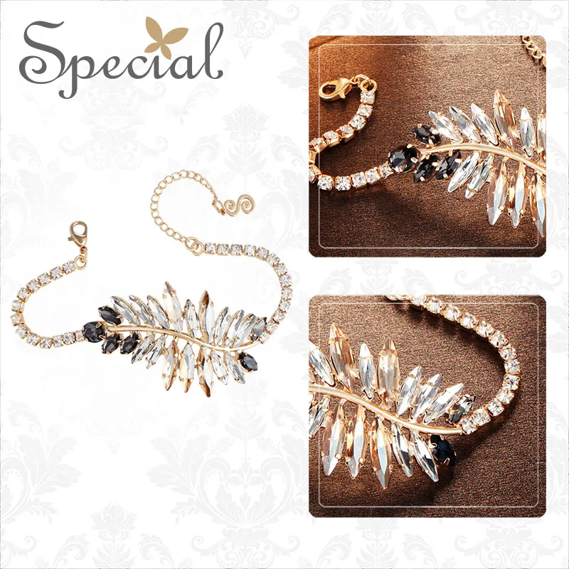 Special European and American leaves bracelet feminine tide lined with white hand fine champagne forest castle | Украшения и