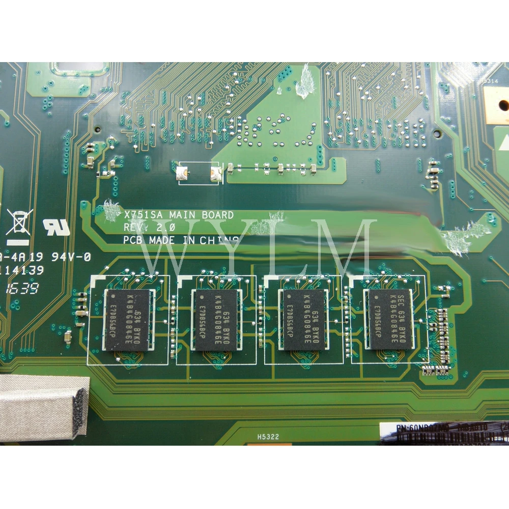 X751SA N3160 cpu 4 GB ram Материнская плата ноутбука для ASUS X751S X751SJ X751SV материнская 90NB07M0-R00050