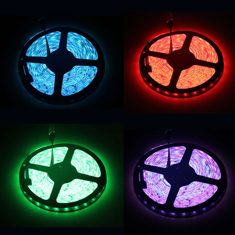 Rgb светодиодная лента 5 м 60 светодиодов/m SMD 2835 Светодиодные полосы DC 12 В IP65 Водонепроницаемый гибкие клейкие ленты белый теплый белый красный зеленый синий желтый лента светодиодная