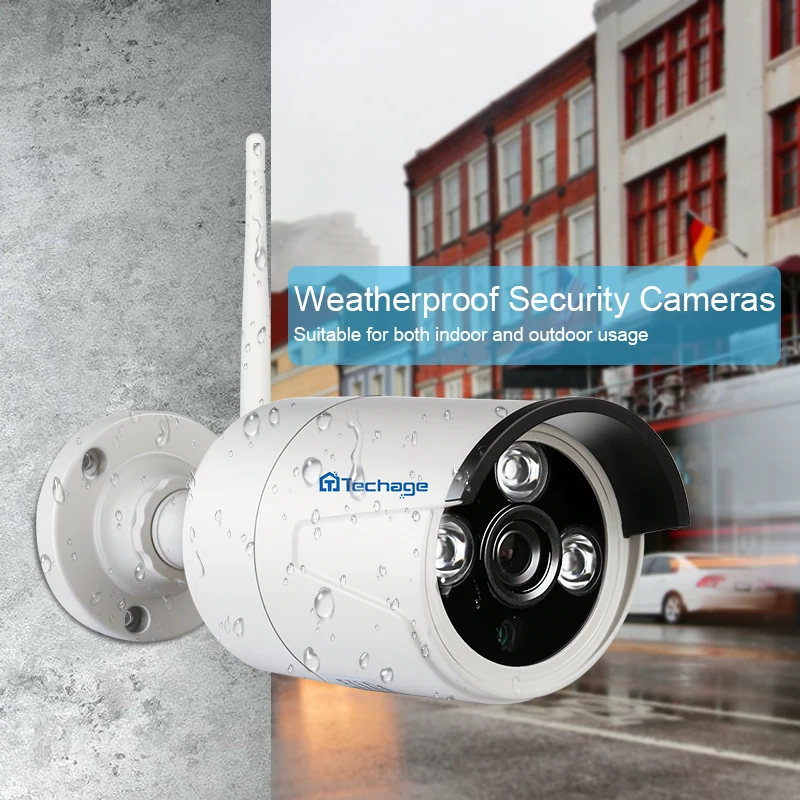 Techage 2 в 1 4CH 1080P 12 "LCD Беспроводной NVR Wifi CCTV система Открытый 2MP аудио запись звук