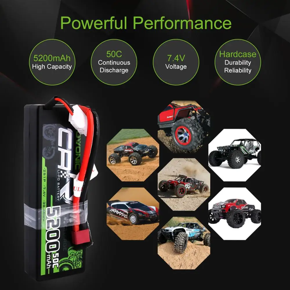 Аккумуляторная батарея Ovonic LiPo 5200 мАч 7 4 В 2S 50C 100C Твердый Чехол для 1/8 1/10 бандита Emaxx