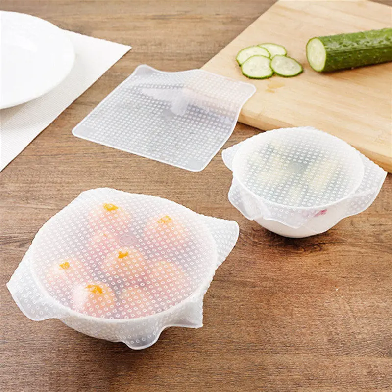 Прозрачная силиконовая крышка, пластиковая пленка для холодильника, Zero Waste Cумка, органайзер, многоразовая кухонная пищевая пленка, крышка