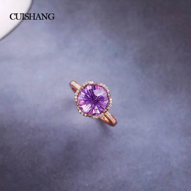CSJ Fine Jewelry Кольцо из стерлингового серебра 925 настоящий Аметист женский свадебный
