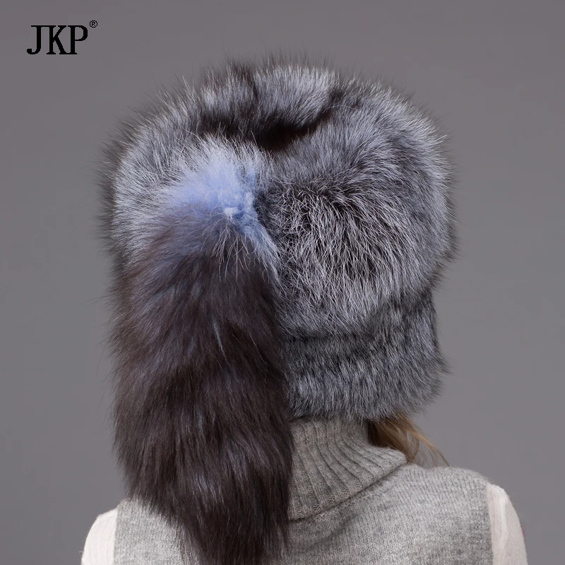 Женская шапка JKP из натурального Лисьего меха на осень и зиму модная большого