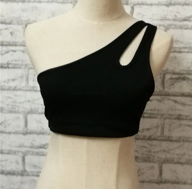 Single Shoulder Suspender vest for 2018 Sexy Night Club acrylic party night tank top Женская одежда