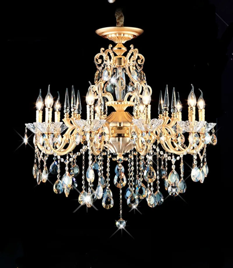Потолочная люстра светодиодная золотая с кристаллами E14 110 240 в|crystal lustres|led