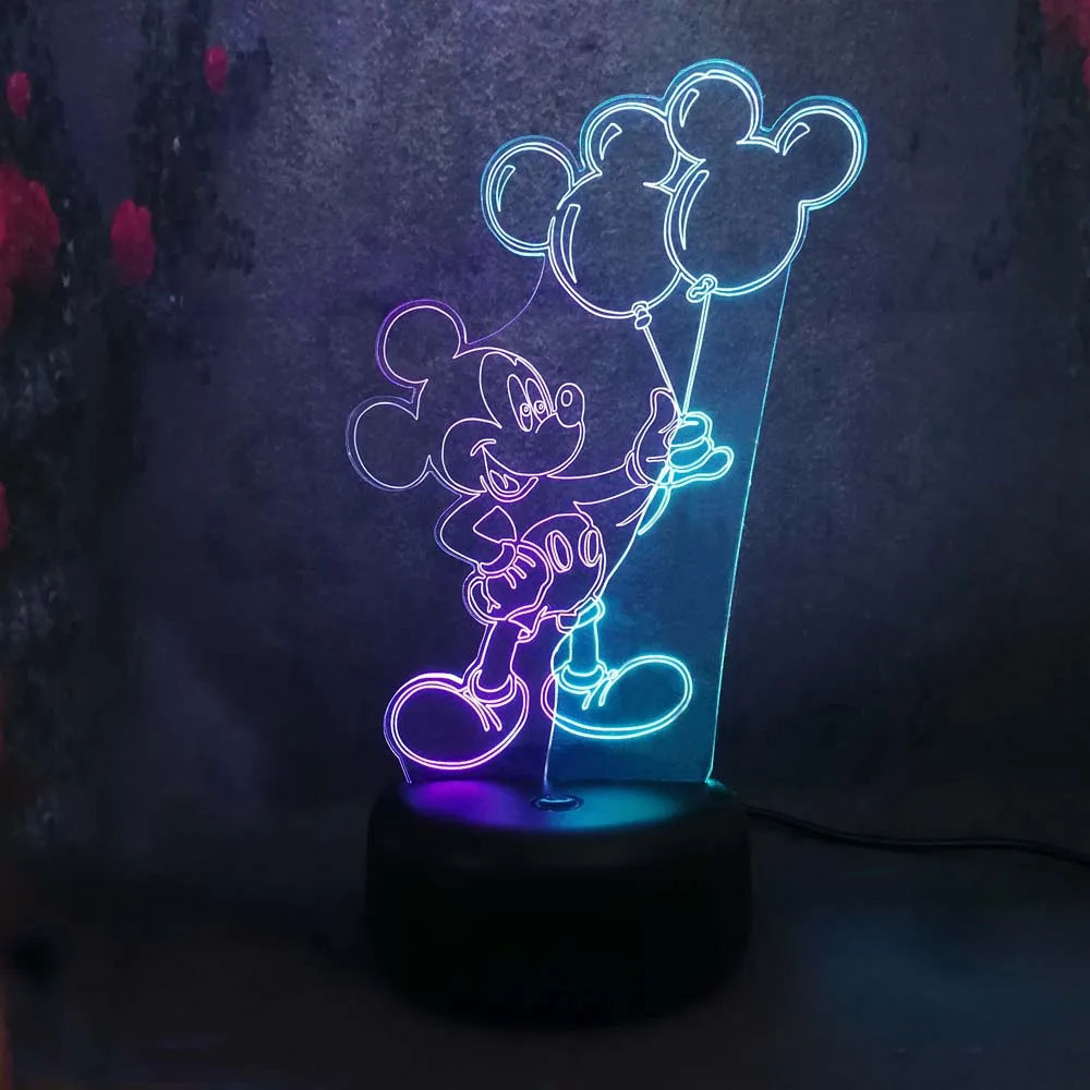 Супер милый Микки шар 3D смешанный цвет ночник Иллюзия USB led свет Рождество День