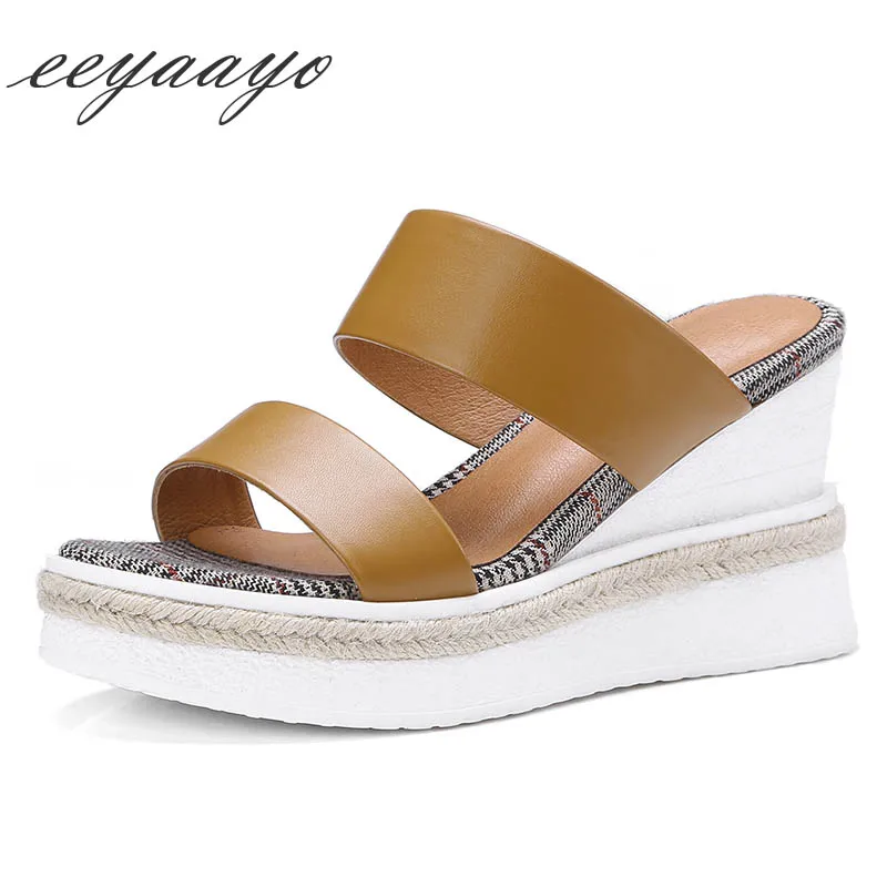 Новинка 2019 года летние женские шлепанцы из натуральной кожи туфли без задника на