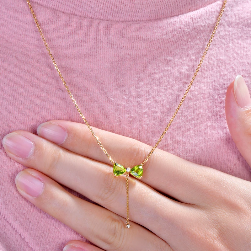 Ожерелье с подвеской из желтого золота натуральными бриллиантами 14 к