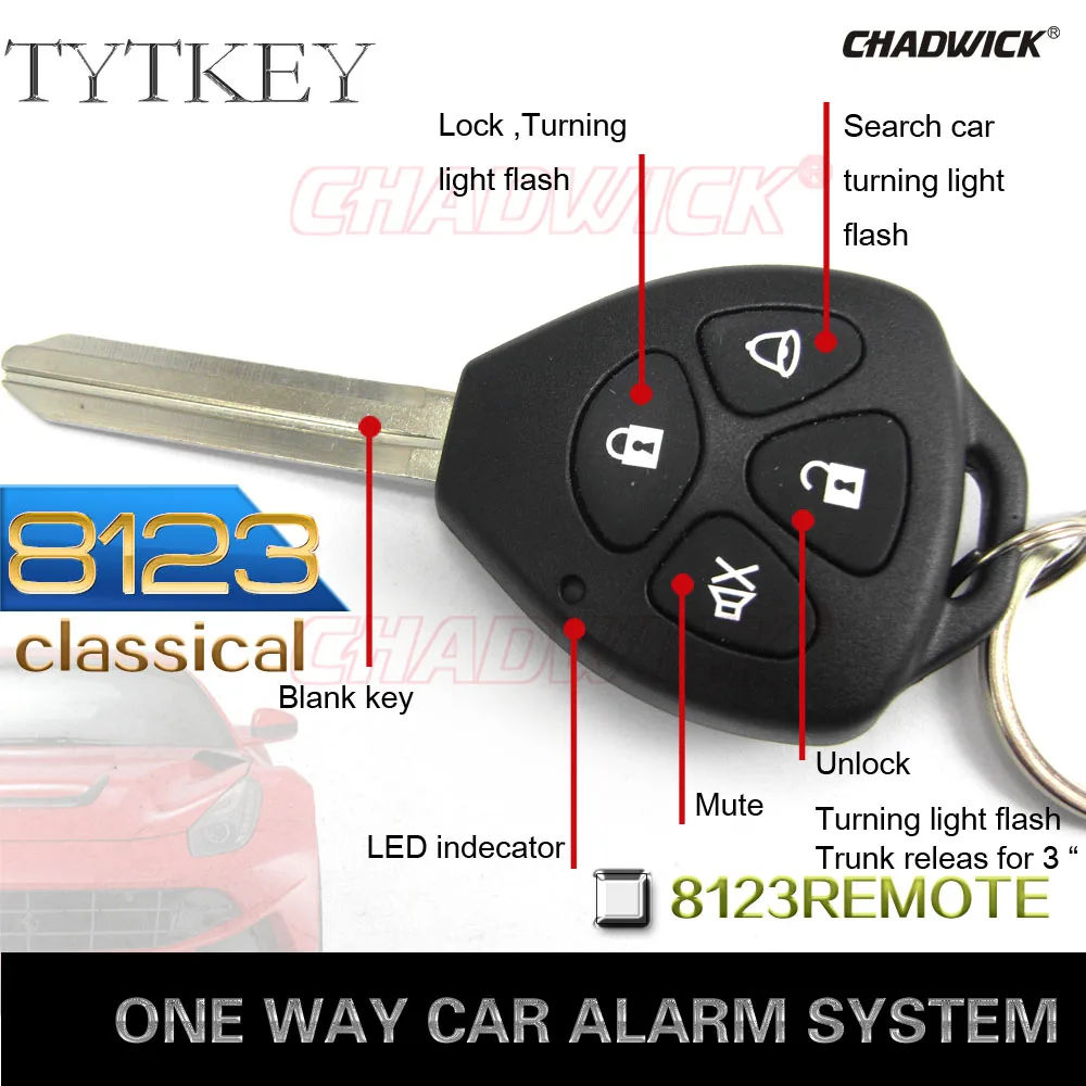 Односторонняя Автомобильная сигнализация CHADWICK 8123 для Toyota#2 пустой ключ универсальная сирена Автоматическая безопасность бесключевая запись анти-угон 12 В постоянного тока