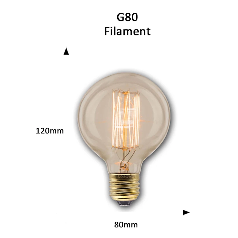 G80 filament Ретро Edison led светильник лампы E27 220 В 40 Вт ST64 ручной стержень, для кафе гостиная магазин Винтаж промышленная лампа накаливания ампулы светильник лампочка Настенный декор - Цвет: G80 filament