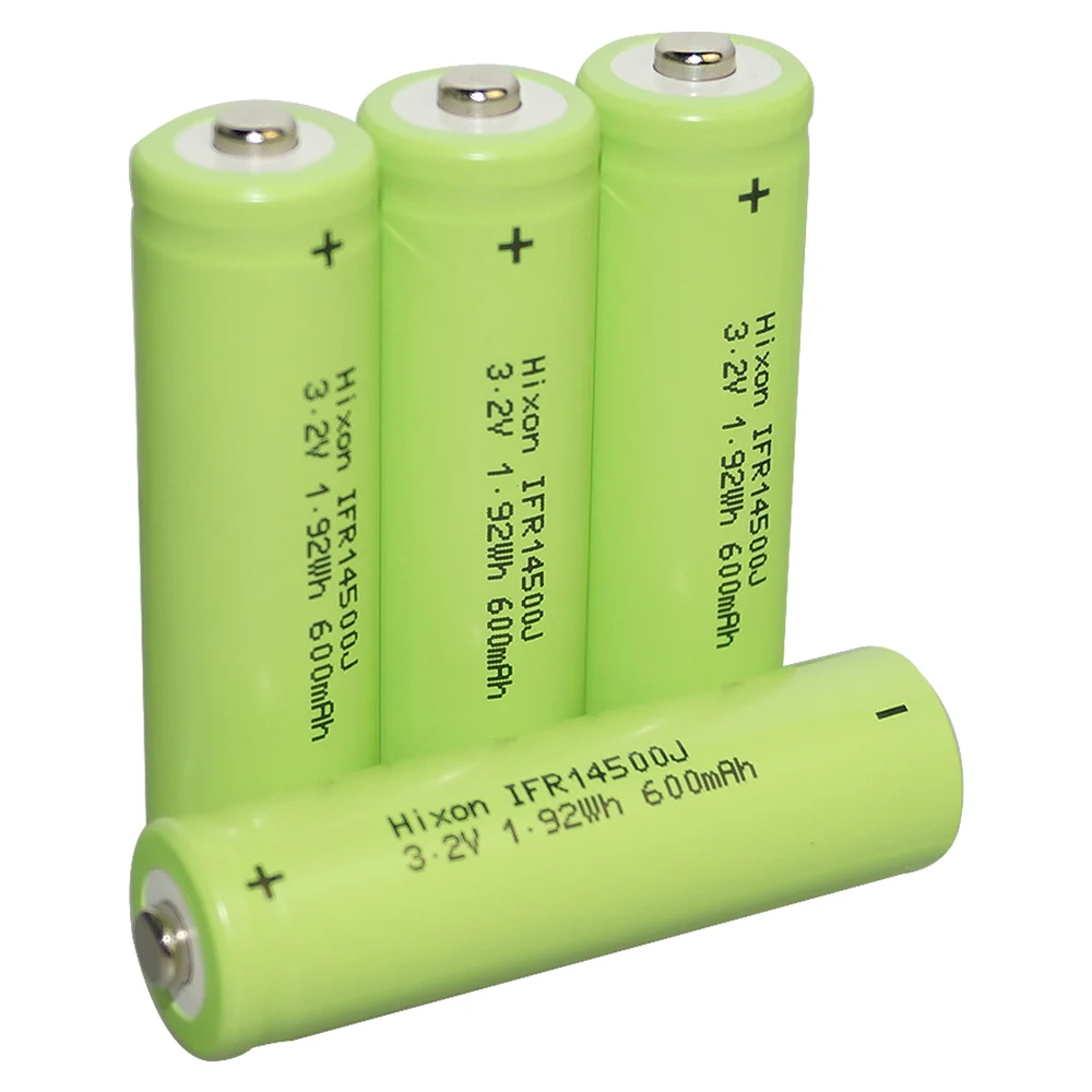 4 Pcs Hixon LiFePo4  Cell 3,2V 600mAh IFR14500 Rechargeable Battery With UN And UL Certification,For Fan, Mouse, Microphone