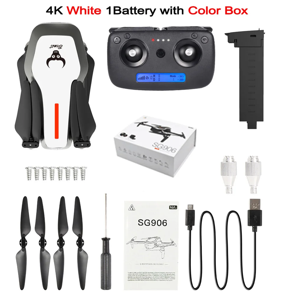 4K 1BAT BX W SG906 Mini Дрон GPS 5G WI-FI FPV Радиоуправляемый Дрон 4 K бесщеточный селфи Дроны с камерой HD Радиоуправляемый квадрокоптер складной Дрон VS зрительно XS809HW - Цвет: 4K 1BAT BX W