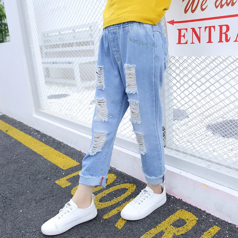 

Baby Boys & Girls Ripped Jeans Spring Summer Fall Style New 2020 Trend Denim Trousers For Kids Children Distrressed Hole Pants