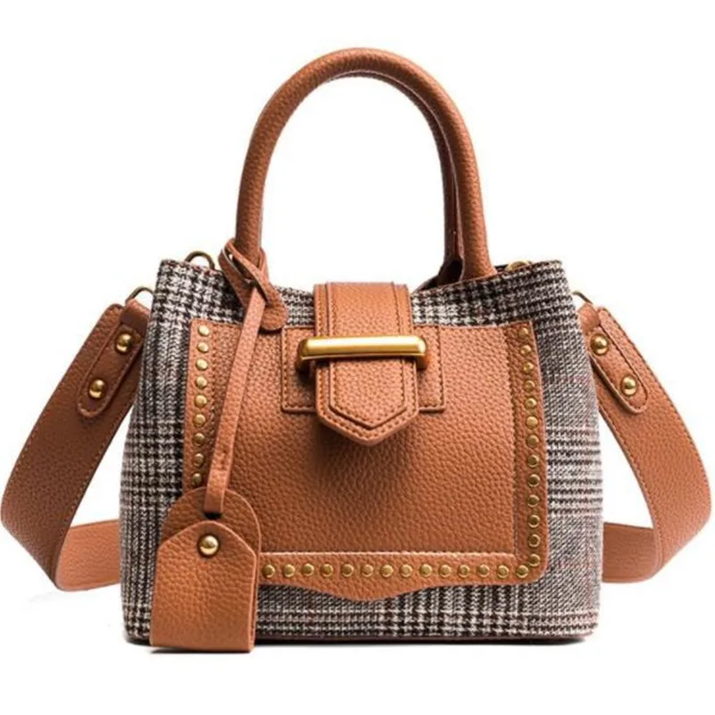 Мода плед Женский Сумка кожаная Для женщин сумки Винтаж сумка Повседневное Crossbody