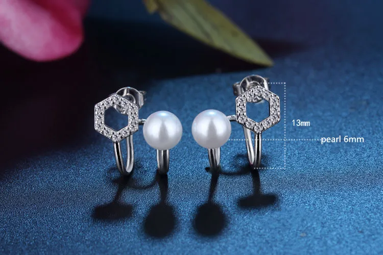 Женские серьги Клипсы из серебра 925 пробы с фианитом|sterling silver clip earrings|clip earrings for