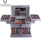 Профессиональный набор для макияжа мерцающие матовые блестящие тени для век помада, румяна хайлайтер карандаш для бровей с коробкой для макияжа Косметические Инструменты