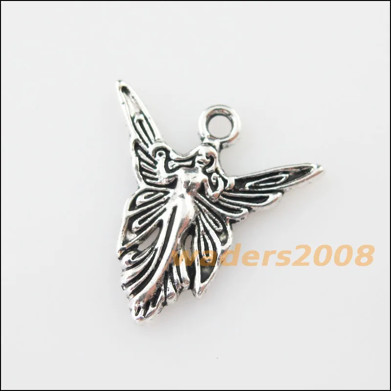 30 шт. Тибетский серебристый цвет Подвески Крылья ангела 19x19.5mm|angel wing charms pendants|silver