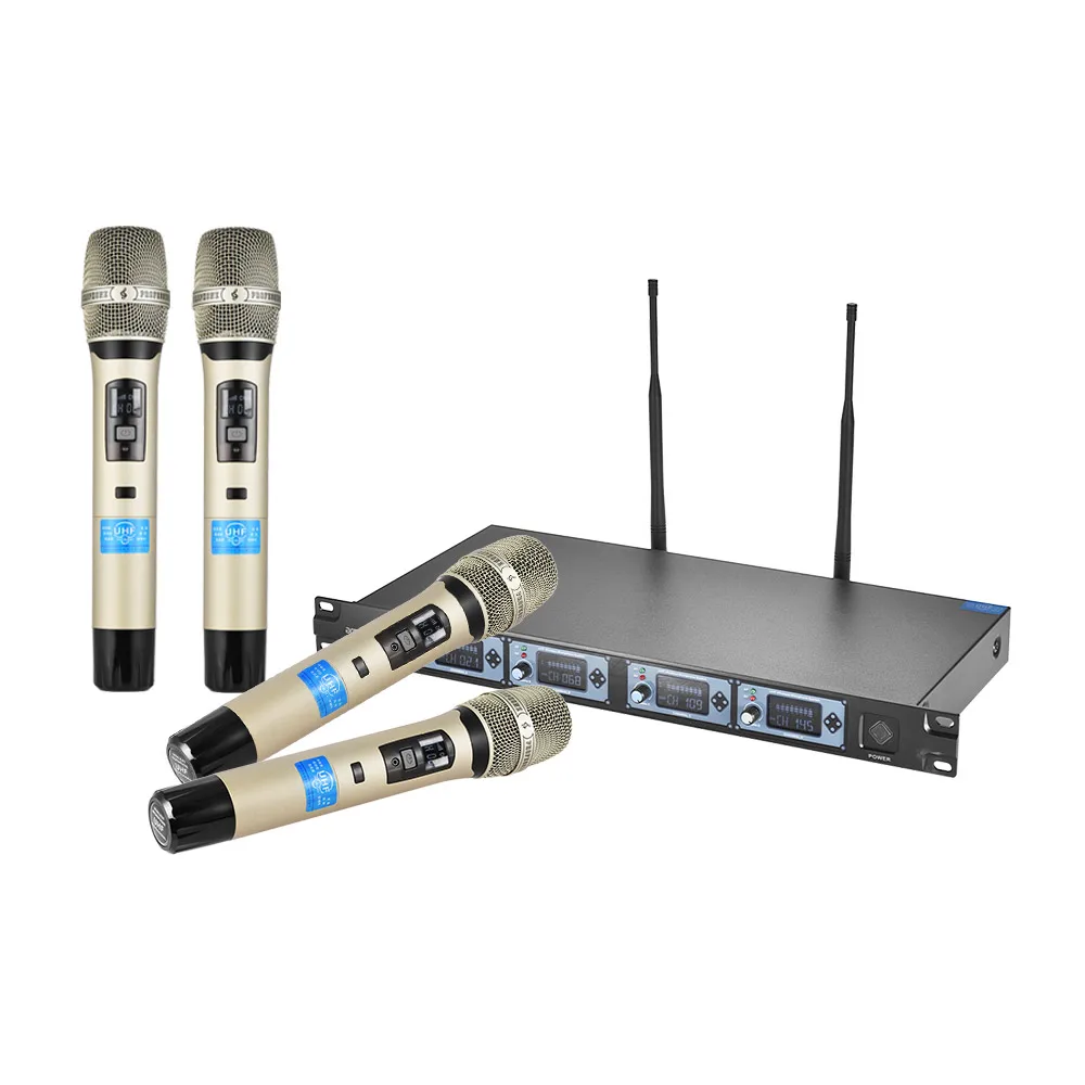 Ammoon 4D B Профессиональный 4 канальный UHF микрофон система конденсаторных микрофона