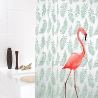 zhuo mo peav plastic red flamingo green leaves waterproof shower curtain thicken frosted bathroom shower curtains