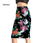 Новые летние женские черные юбки в китайском стиле с принтом журавля и хризантемы, облегающие сексуальные юбки-карандаш