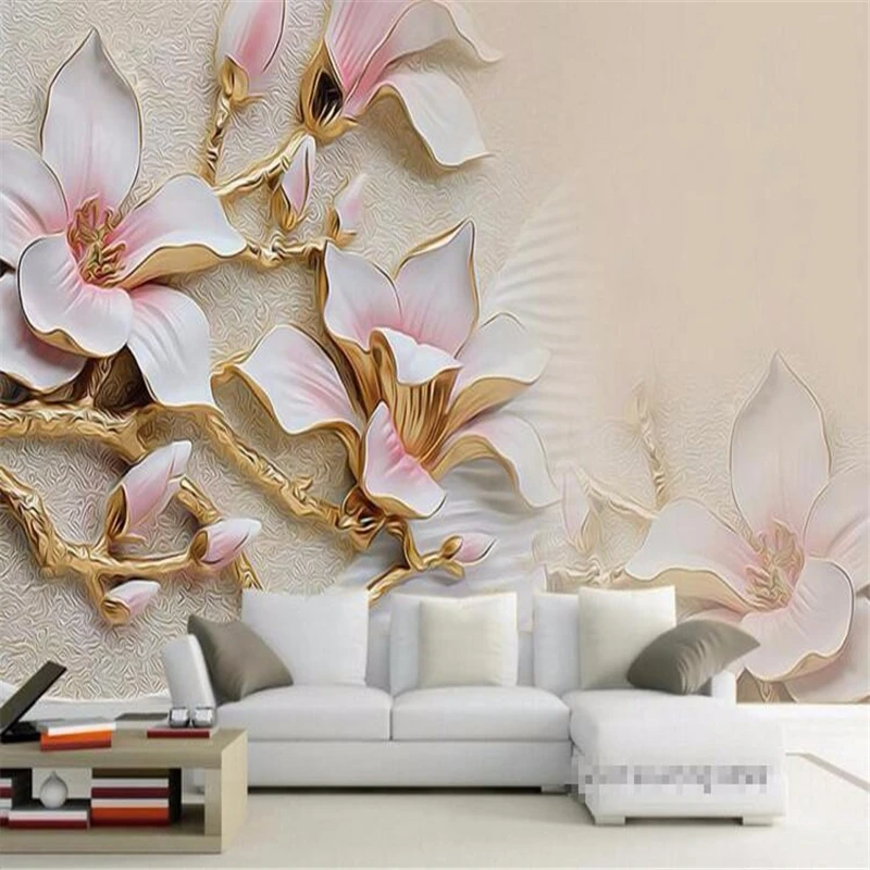 

beibehang papel de parede 3d Custom photo wallpaper 3d living room TV sofa rich relief magnolia bloom large mural 3d wall paper